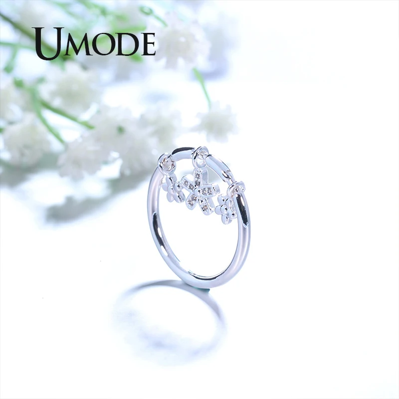 Женские кольца с подвеской в виде собачьей лапы и цветка UMODE роскошные свадебные