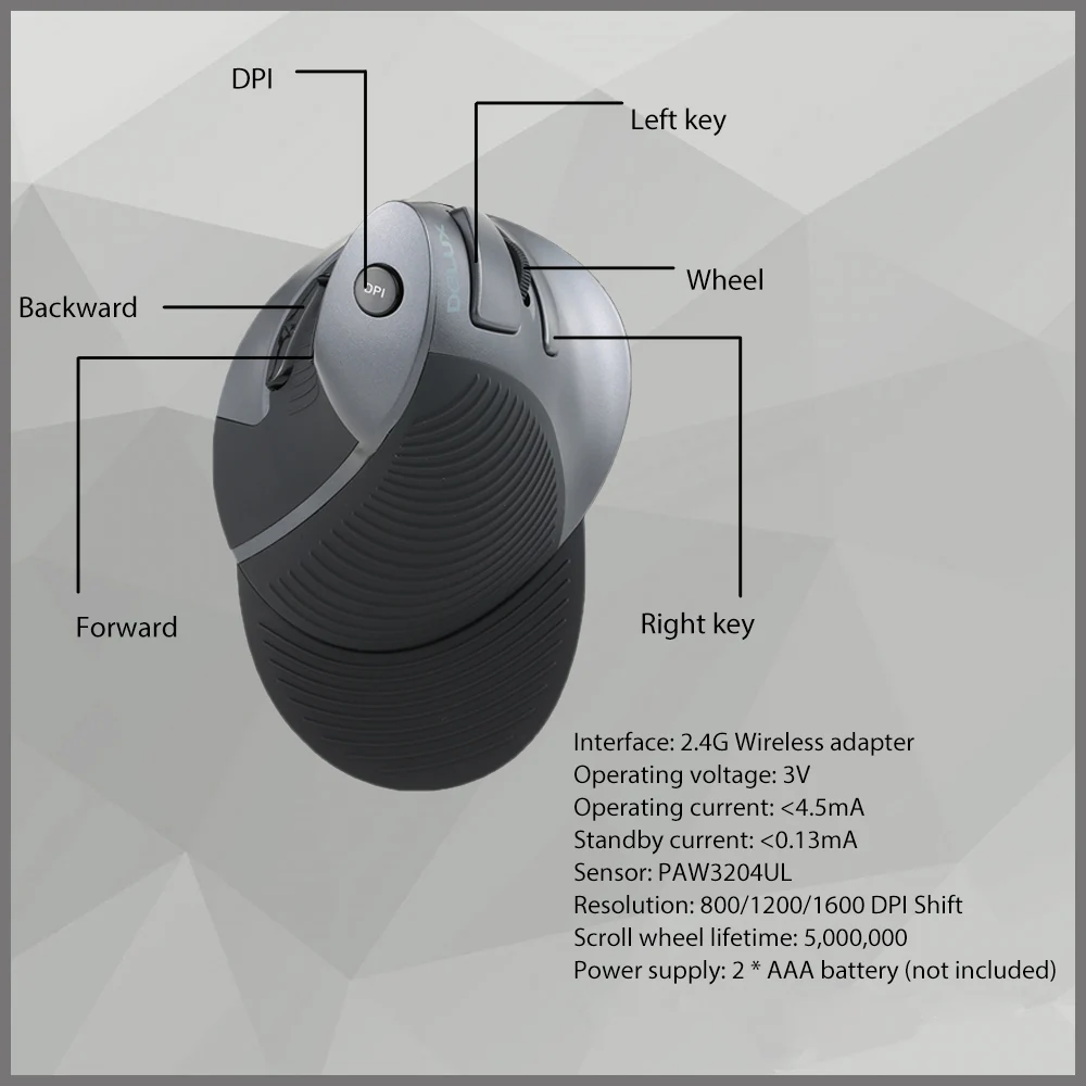 Мышь Вертикальная оптическая Delux M618 2 4 ГГц 1600 DPI|button stone|mouse stickerbutton belly button rings |