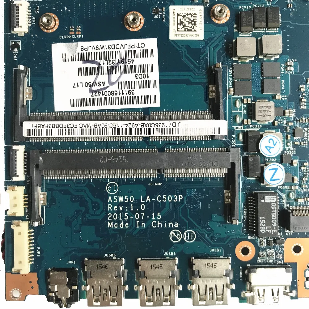 Для HP 15-AE 15T-AE материнская плата для ноутбука 829900-601 ASW50 LA-C503P с i7-6500U CPU GTX950M/4GB GPU 100%
