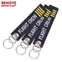 remove before flight crew car keychain embroidery black key fobs key ring for motorcycle aviation gifts luggage tag 3pcslot