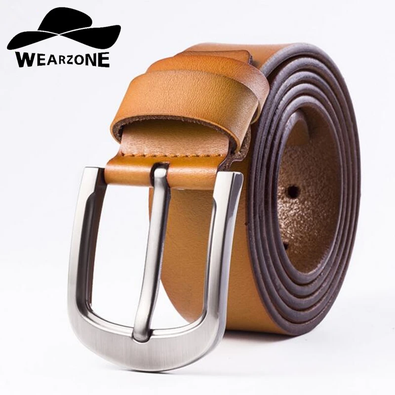 

WEARZONE Men Belts High Quality Genuine Leather Belt Man Fashion Strap Male Cowhide Belts For Men Jeans Cow Leather