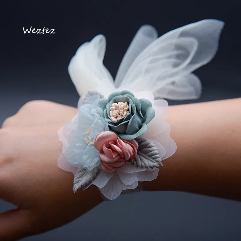 Искусственный цветок на запястье розы браслет Корсет для невесты подружки