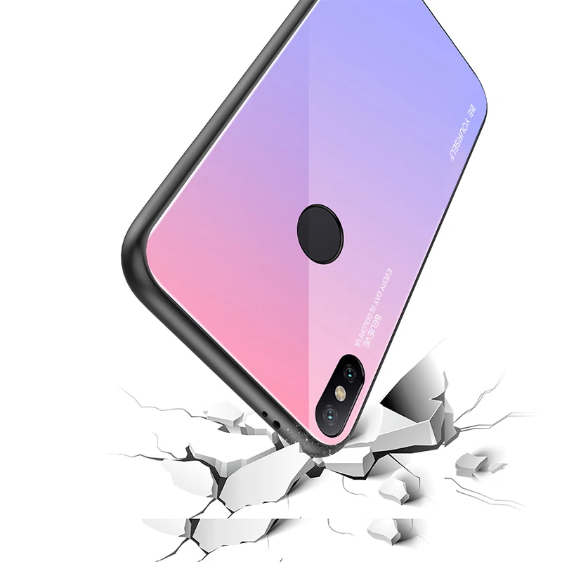 Gradient Glass Case For Xiaomi Mi A2 Lite mi 8 9 lite A1 redmi 6A 6 PocoPhone F1 Back Cover for xiaomi Redmi Note 7 5 Pro case |