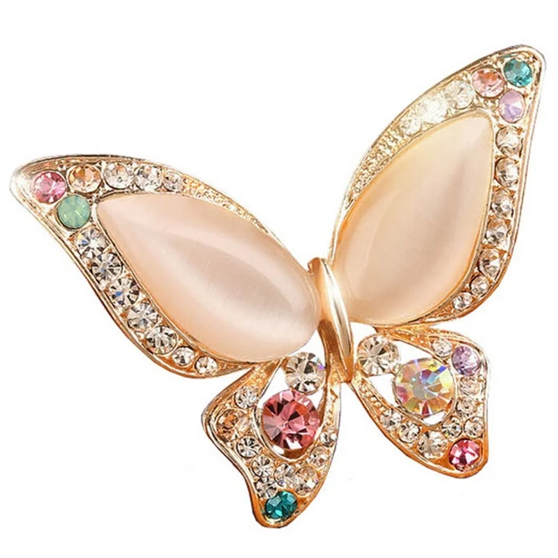 Butterfly Стрекоза Цветок Броши с лисой модный опал камень цветок брошь, аксессуары для одежды подарок на день рождения - Окраска металла: Butterfly