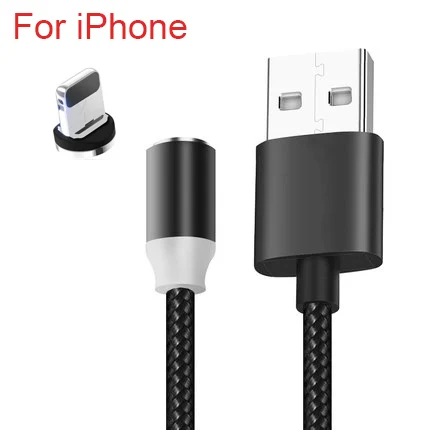 Black For iPhone Sarika S03 светодиодный магнитный кабель, Магнитный зарядный кабель для iPhone 5, 5S, 6, 7, X, 11 Pro, максимальная быстрая зарядка, магнитный кабель Micro usb type-c - Цвет: Black For iPhone