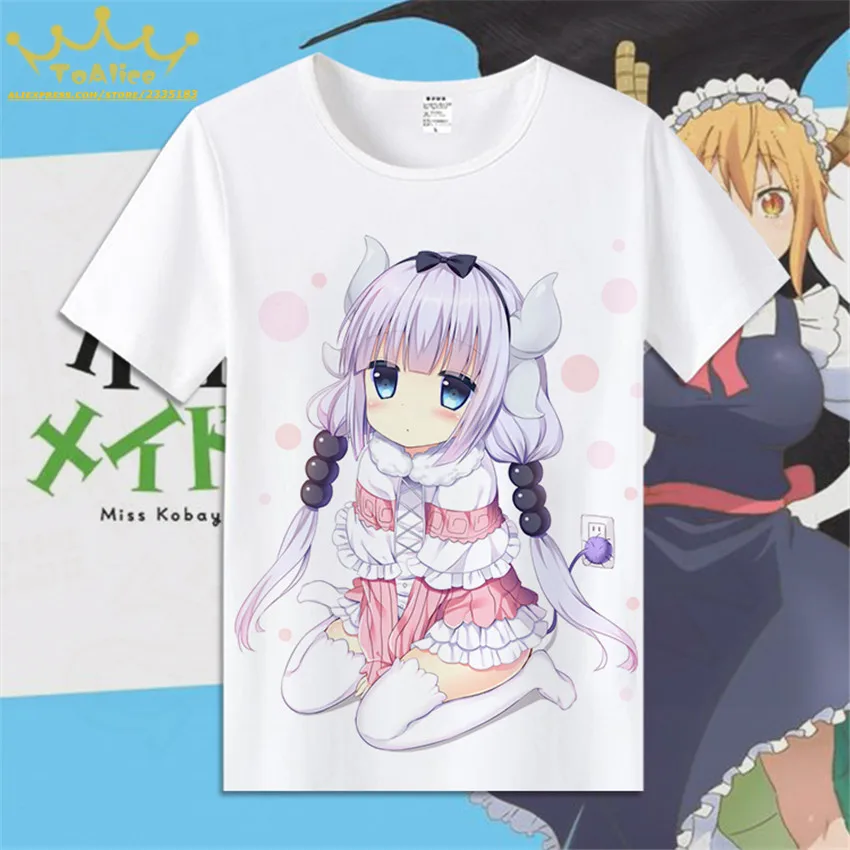 2018 Мужская и женская футболка Miss Kobayashi san Chi no Maid Dragon аниме принт Kanna Tohru косплей