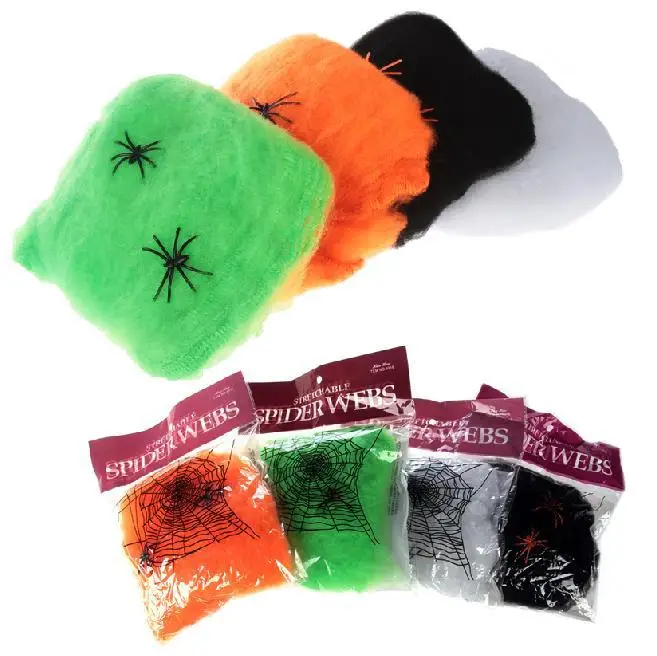 

2016 HOT Bar Party Haunted House Halloween Decoration Props Stretchable Spider Web Silk Cotton With Spiders kids party House