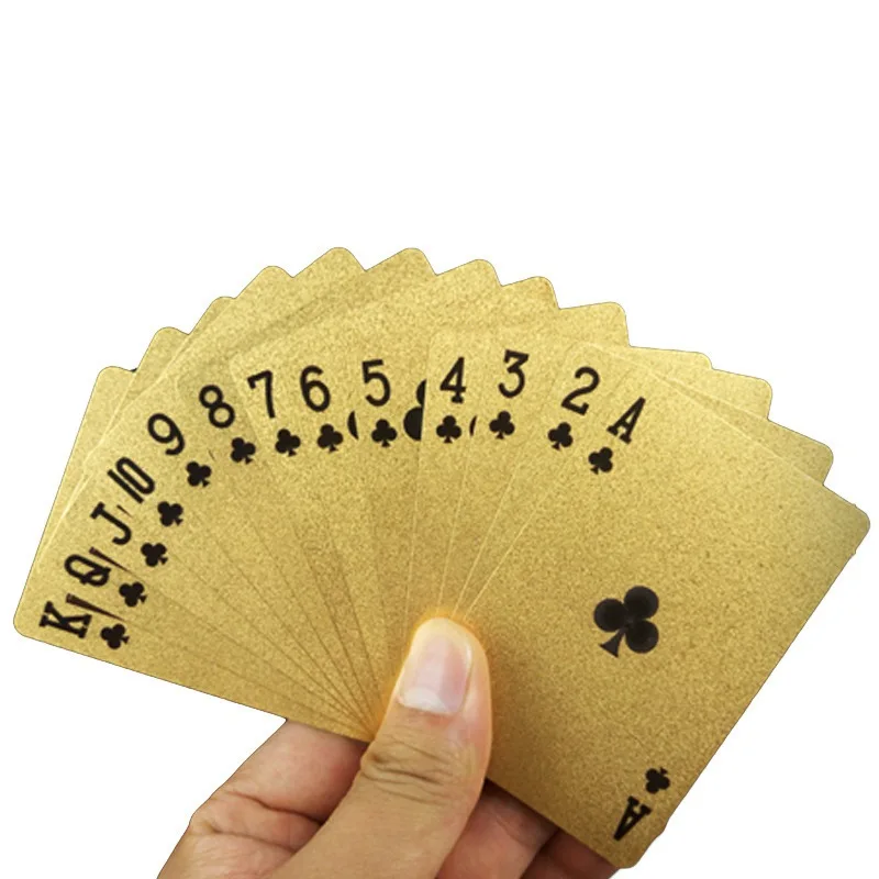 One Deck Gold Foil Poker Euros Style Plastic Playing Cards ollectible waterproof gold foil beautiful playing car | Спорт и
