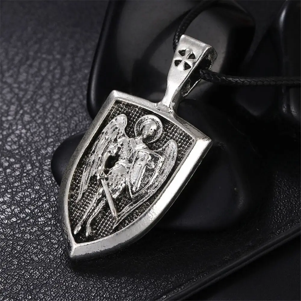 Прямая поставка мужское ожерелье Archangel St.Michael Protect Me Saint Shield Очаровательное с