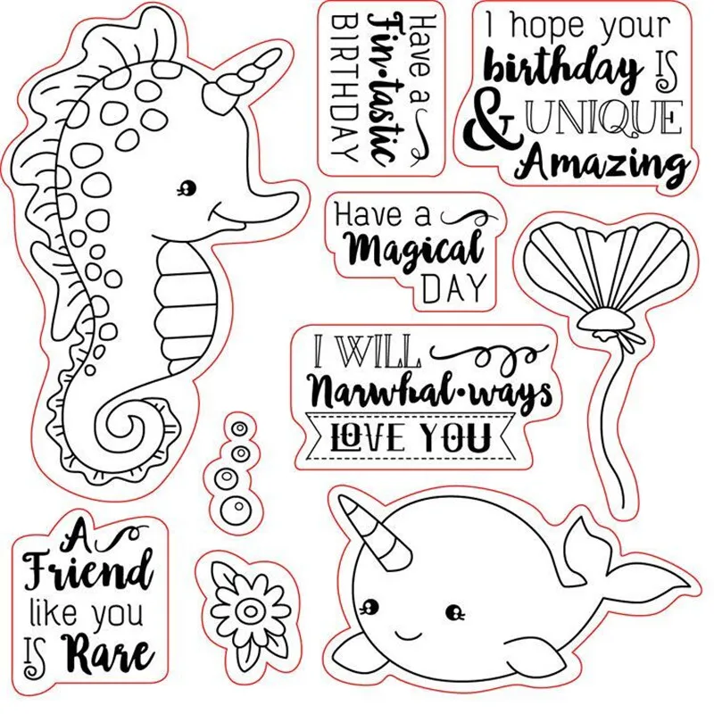 Hippocampus прозрачные штампы для DIY Скрапбукинг/изготовление карт/Дети Рождество