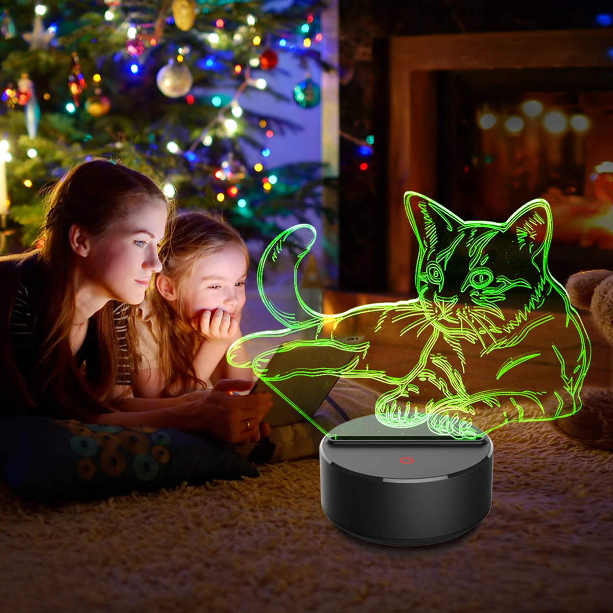 Ночник с 3D кошкой, светодиодный светильник с изменяющимся настроением, 7 цветов, USB, 3D иллюзия, настольная лампа для дома, декоративная, как детская игрушка, подарок