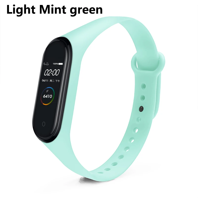 Light mint green BOORUI для xiaomi mi band 4 ремешок Модный Цветной mi band 4 ремешок силиконовый mi band 4 Ремень Замена для xiaomi mi 4 band - Цвет: Light mint green