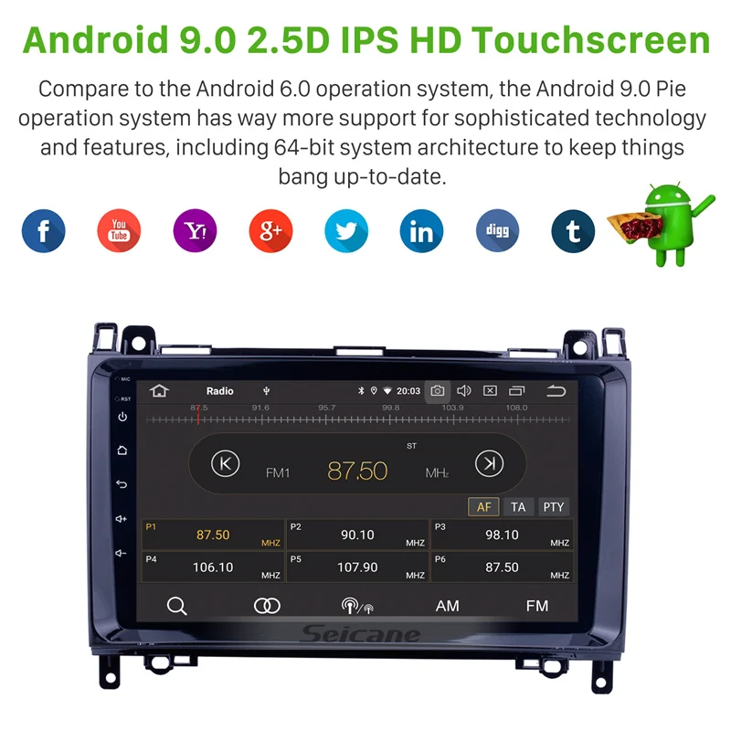 Seicane 1Din 9 дюймов Android 0 автомобильный Радио GPS мультимедийный плеер для VW Crafter Mercedes