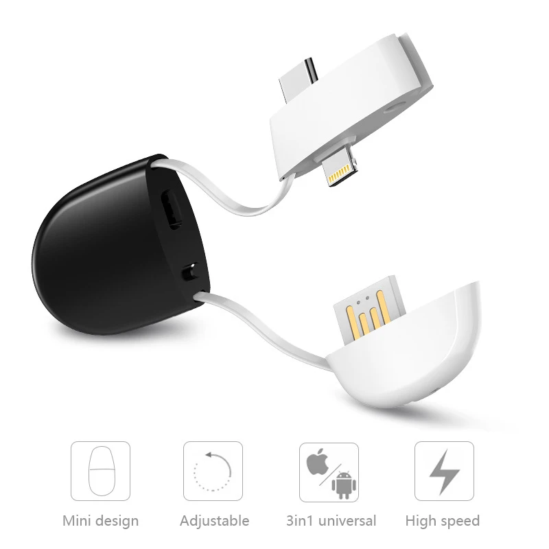 3 в 1 Мини удлинитель Кабель type c двухсторонний Usb быстрая зарядка микро строка