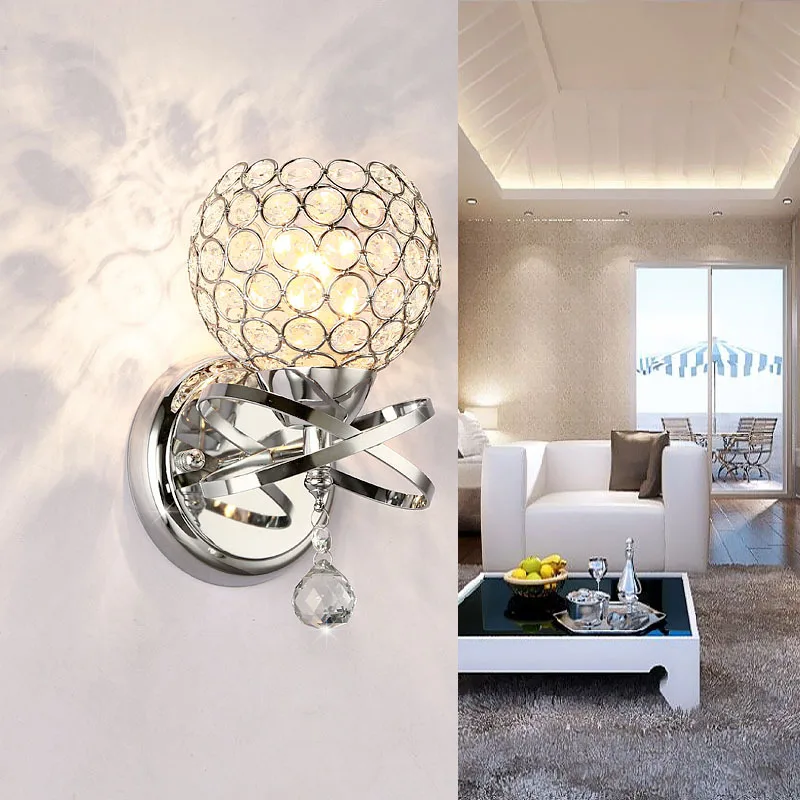 European Sliver Gold Crystal Bedside Wall Lamp Creative Single Head Art E27 Aisle Light Bathroom Mirror Home Decro | Лампы и освещение