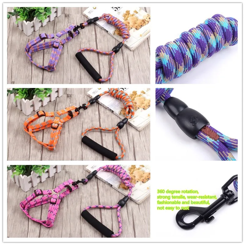 Pet Dog Collar Harness Leash Nylon Rope Running Tracking Leashes Mountain Climbing For Medium Large Big |