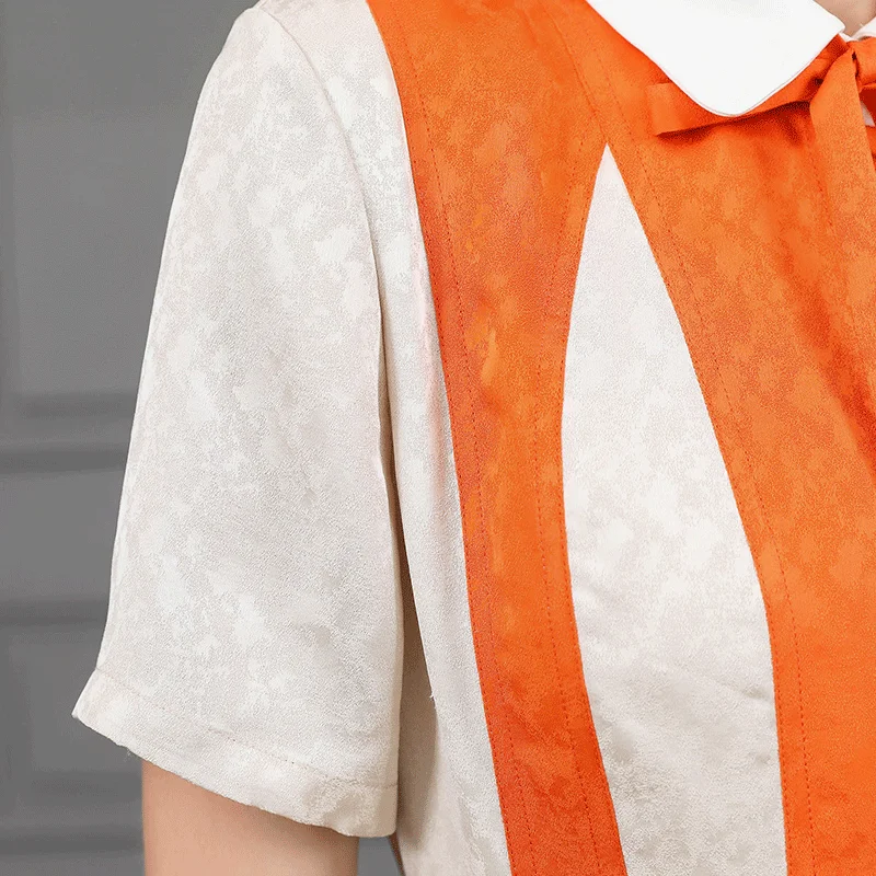 Платье рубашка VOA длинное с коротким рукавом и лентами|Женские платья| |