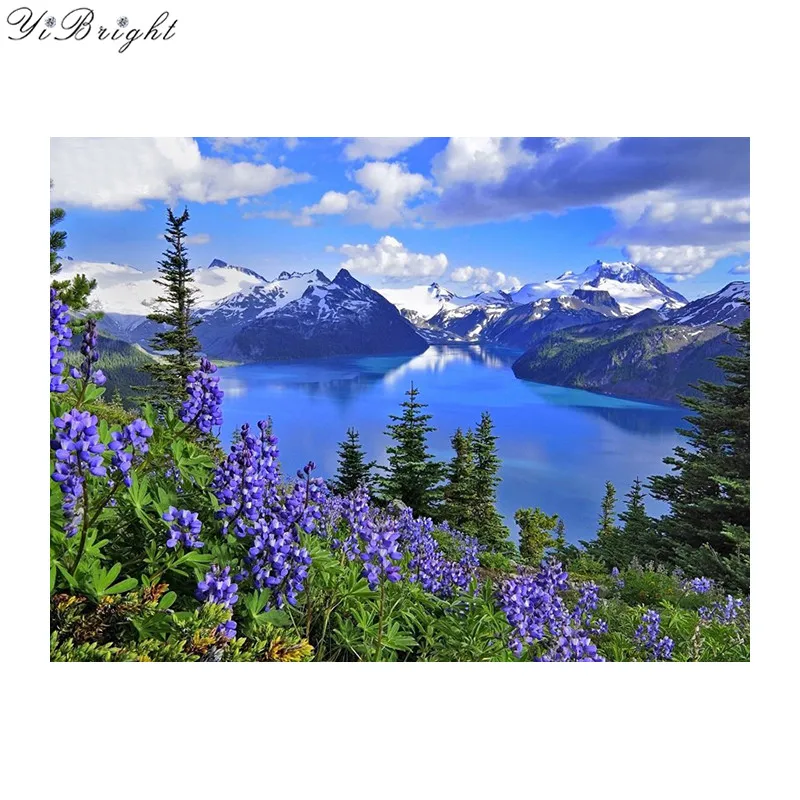 5d алмазная вышивка природный пейзаж сделай сам живопись крестиком цветок озеро