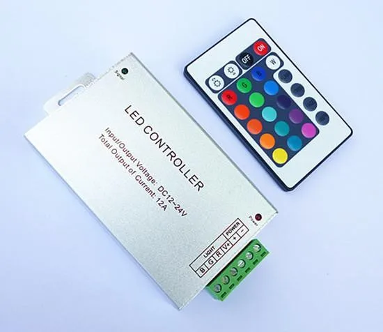 

4pcs/lot 24 keys Aluminum shell IR 24 key led controller 12v - 24v for 5050/3528 led strip light and RGB LED module ,remote IR