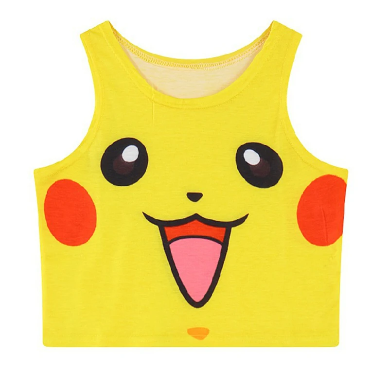 Pokemon Pikachu Jigglypuff Bulbasaur 3D топы для женщин Летний жилет без рукавов короткий укороченный Топ Футболка уличная одежда для девочек жилет
