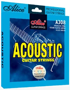 Alice A308 Super Light Silver-Plated Copper Alloy Acoustic Guitar Strings 011-052, Beginner Strings or for women or children