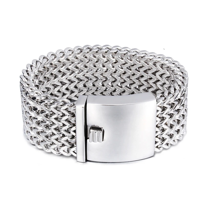 Крупный тяжелый мужской подарок 30 мм полированный Байкерский браслет из