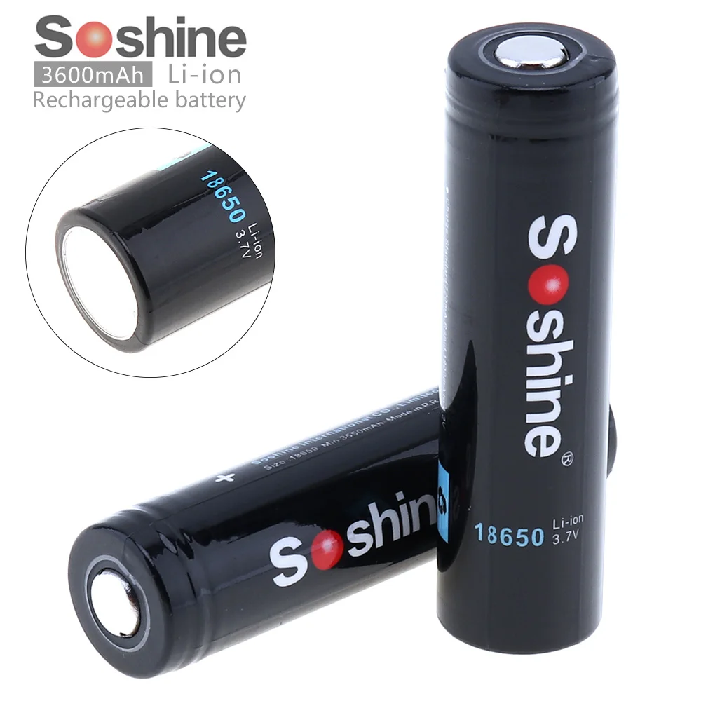 2 шт./компл. Soshine 18650 3 7 в 3600 мАч литий ионная аккумуляторная батарея с защищенной