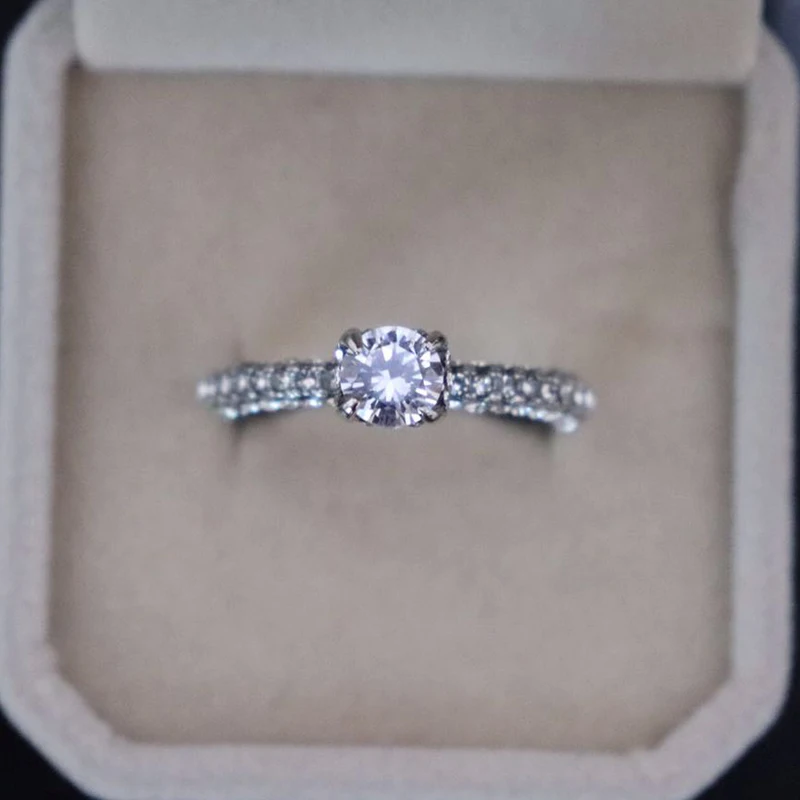 2019 Fashion Crystal Rings With Rhinestone Wedding Engagement Love Ring Female Rose Gold for Women Trend Jewelry Bague | Украшения и