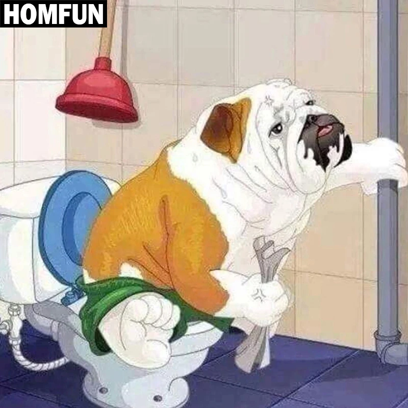 Алмазная живопись HOMFUN A06202 картина Собачья туалет с полными квадратными/круглыми