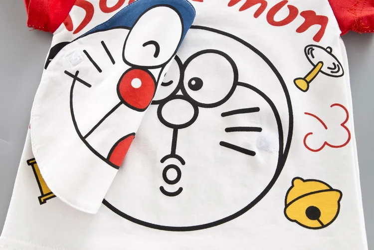 Toddler baby boys girl Clothing sets Summer Kids Replaceable Doraemon pattern T-Shirt+ Short Suits Infant Creativity Tracksuits