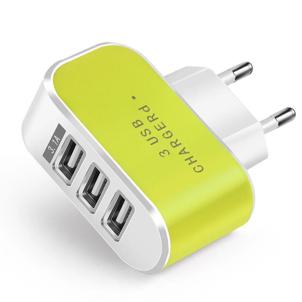 Luminous 3 Ports Europe EU US USA USB Charger 5V/3.1A Travel Wall Plug Power Adapter Outlet Socket For IPhone Samsung Huawei | Мобильные