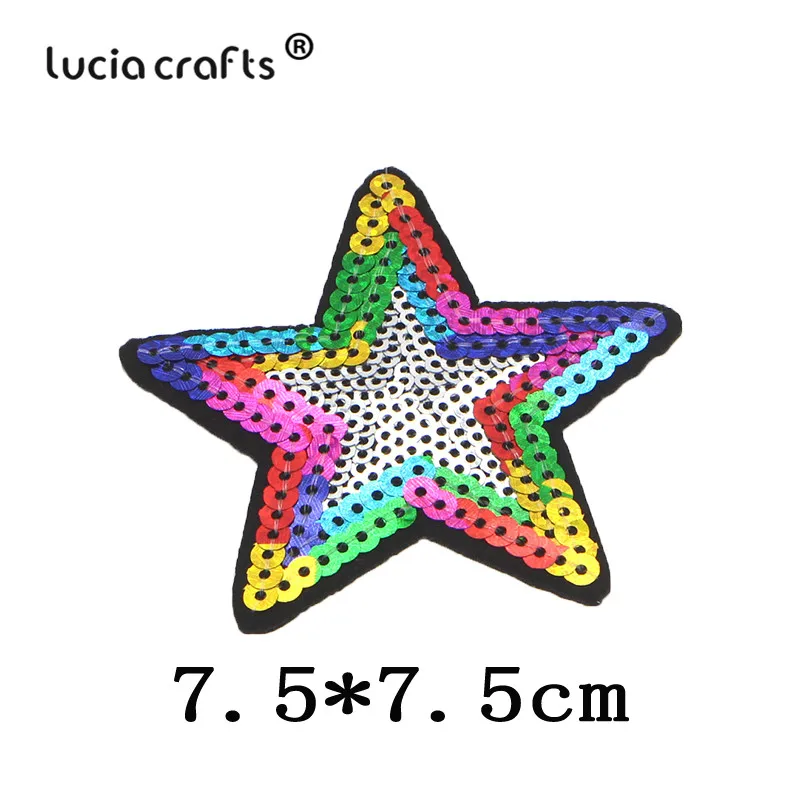 Lucia crafts 6 шт 7,5 см Звездные блестки патчи железные для аппликации одежды наклейки для самостоятельного пошива одежды аксессуары L0604