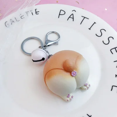 Corgi White Bell Симпатичная цепочка для ключей, животное корги, кот, кролик, хомяк, декоративный брелок, сумка, подвеска, шарм, креативный, Забавный брелок для ключей, для любителей, лучший подарок, ювелирное изделие - Цвет: Corgi White Bell