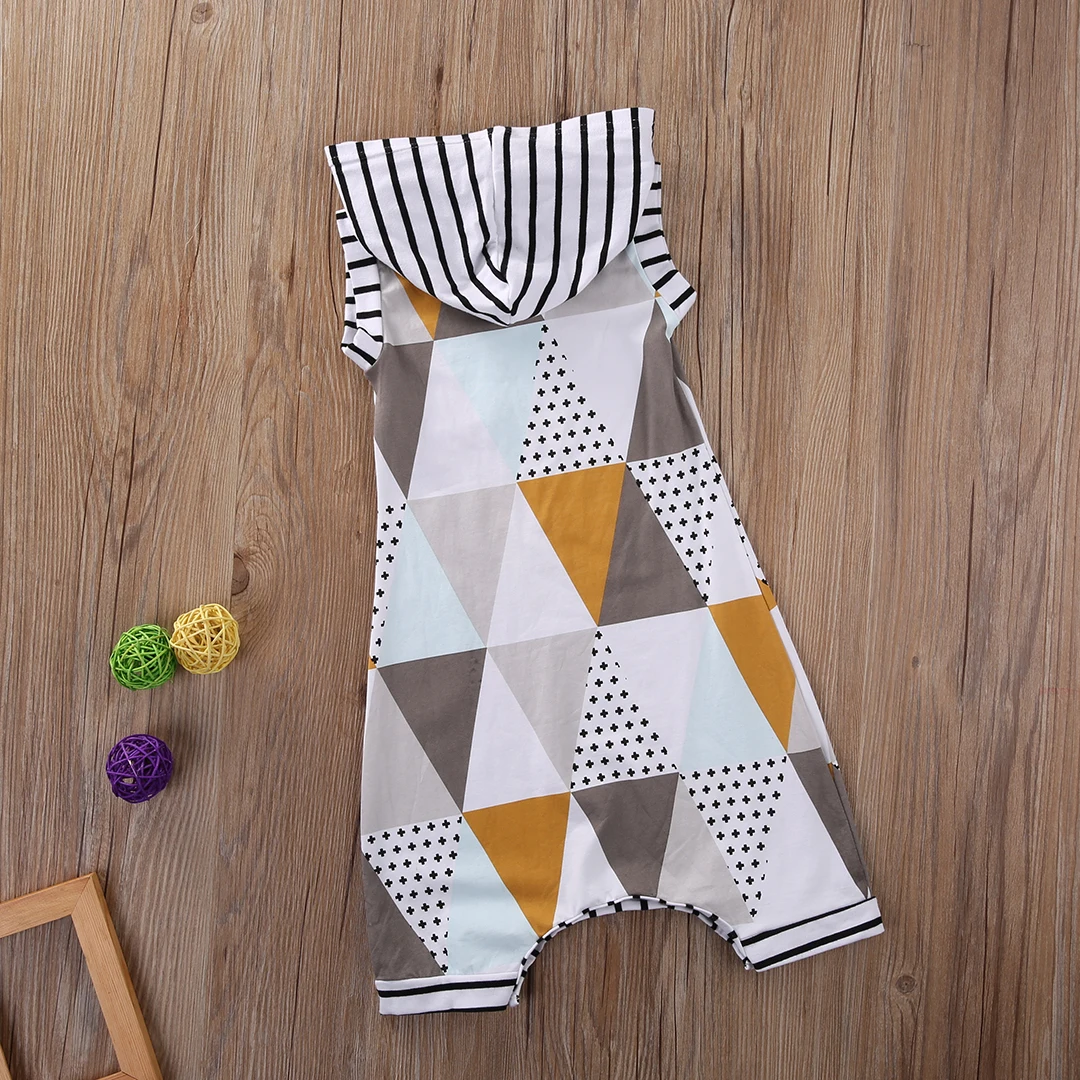 Одежда для маленьких мальчиков и девочек Модный комбинезон без рукавов с