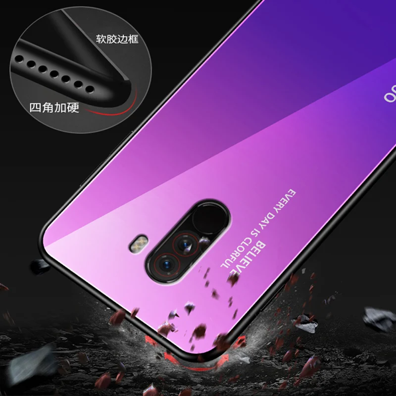 Стекло для xiaomi mi Pocophone F1 чехол PocophoneF1 телефонные чехлы градиент закаленная