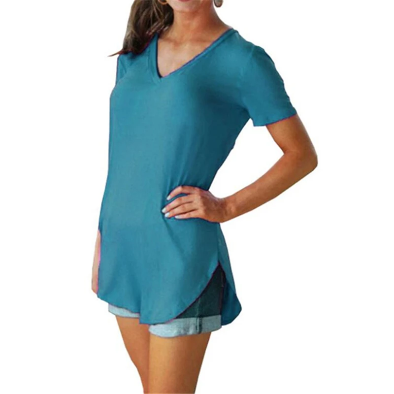 

CUHAKCI Summer tshirt Women Female Tunic Plus Size Tees 5XL Large V Neck Short Sleeve Casual Tee Tops