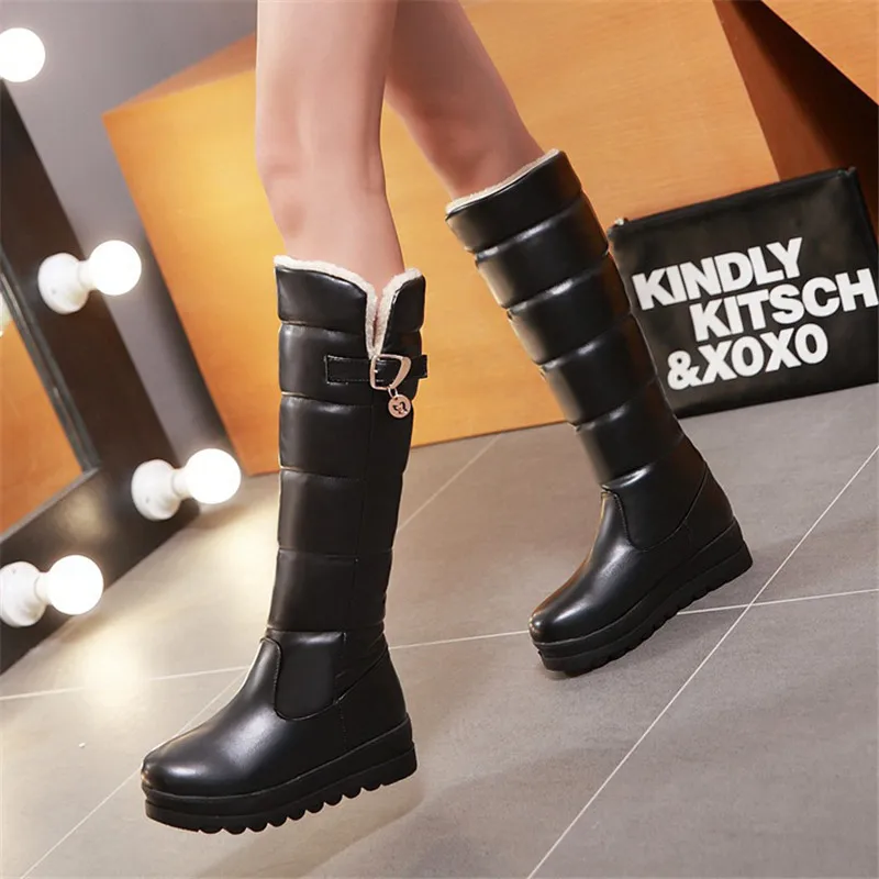 

ENMAYER Newest Spring And Summer Square Toe 2020 Kid Suede Casual Buckle Strap Women Boots Middle Heels Plush Casual Shoes WHY92