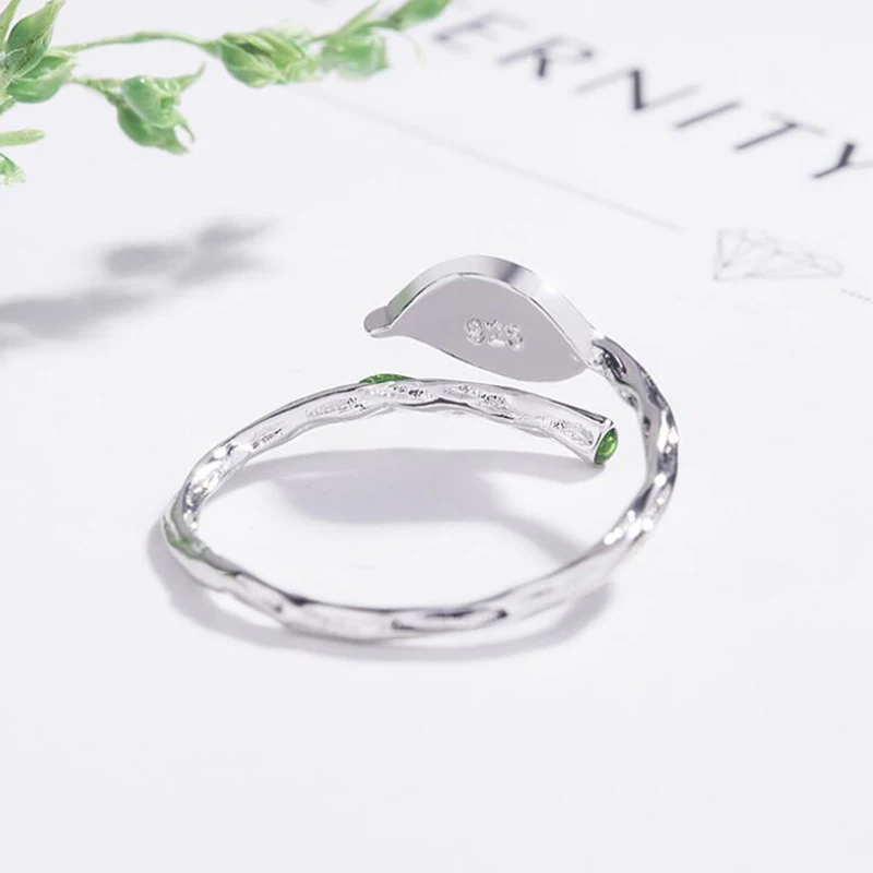Yiustar Leaf Rings for Women Lovely Green Open Ring Girls Cute Finger Lady Wedding Aniversary Jewelry Anel | Украшения и