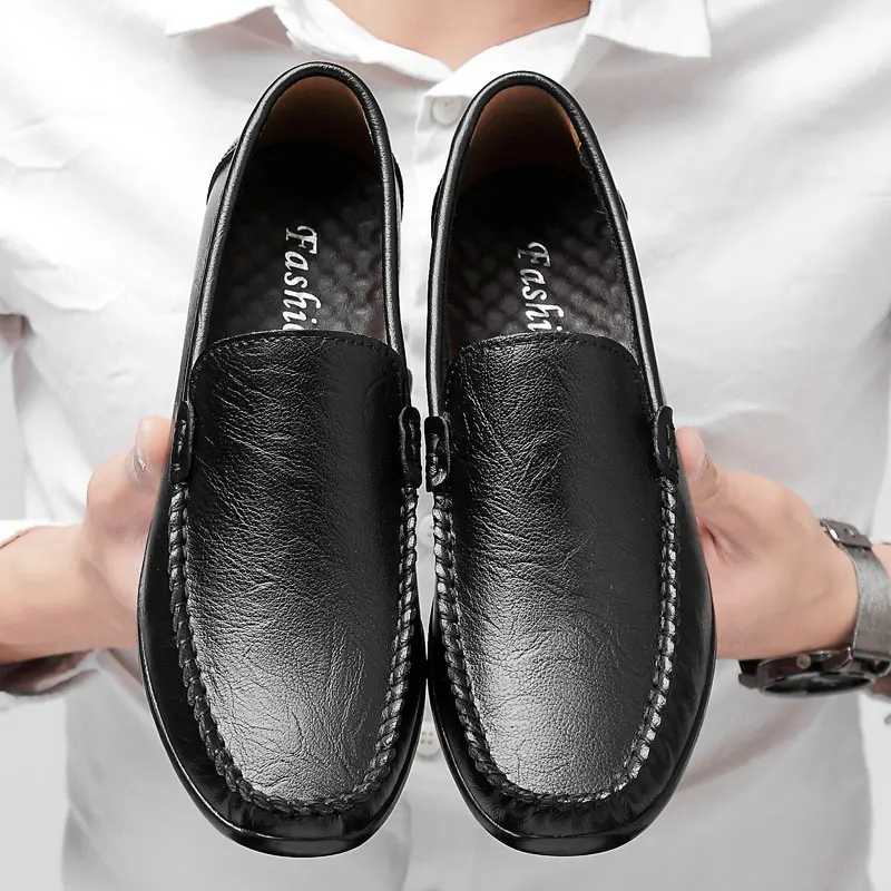 Мужские классические туфли коричневые кожаные мокасины на шнуровке большой