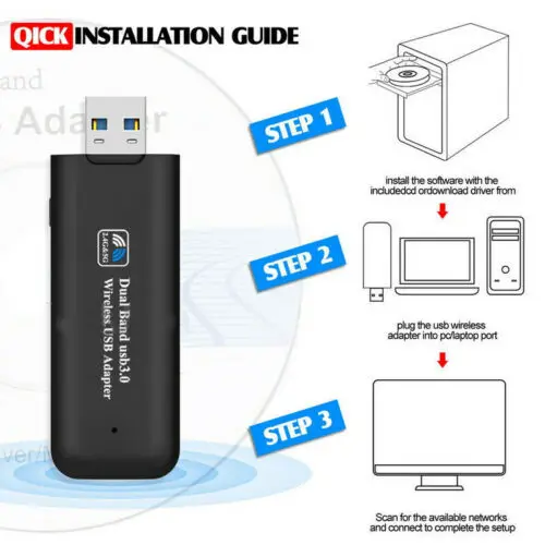 USB 3 0 AC1200 802.11ac WiFi беспроводной адаптер ключ ПК ноутбук 5 ГГц