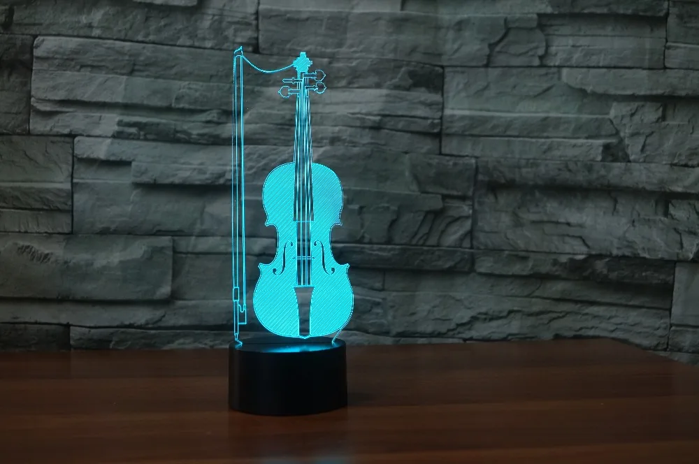 Креативный 3d светодиодный ночник для скрипки заряд питания USB домашняя
