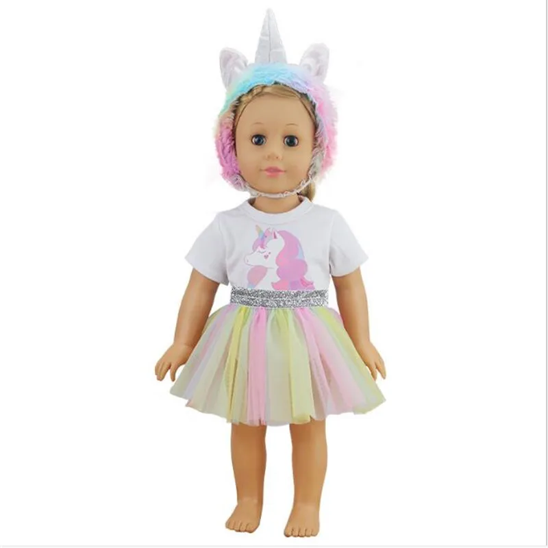 Born New Baby Doll Одежда Аксессуары подходит 18 дюймов 43 см Белый Единорог волосы с куклой девочки и мальчики одежда костюм для ребенка подарок