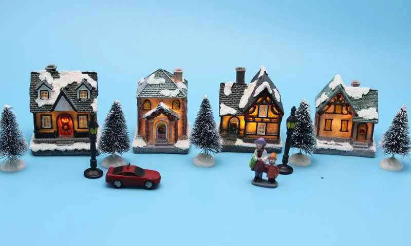 Рождественский Декор Освещение DIY Рождественская кукла Фигурка искусственное дерево крошечный Домик из полимерной глины деревенский(дом деревенский Строительный набор из 4