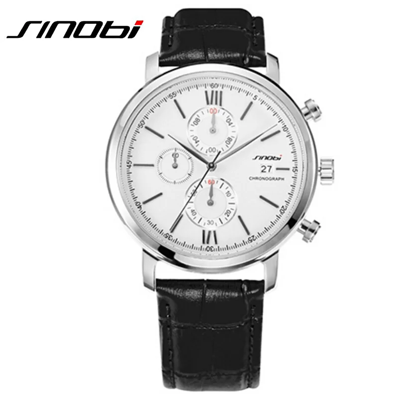 Топ люксовый бренд Sinobi часы розовое золото мужские с кожаным ремешком кварцевые