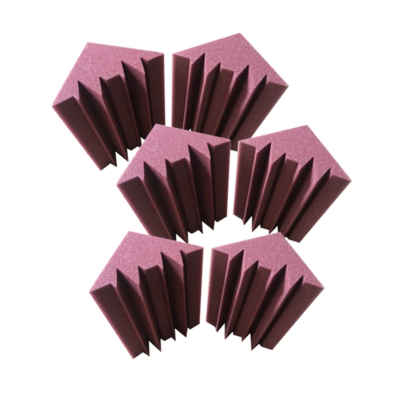 

6 PCS Acoustic Corner Bass Trap PU Foam in Burgundy Color High Density