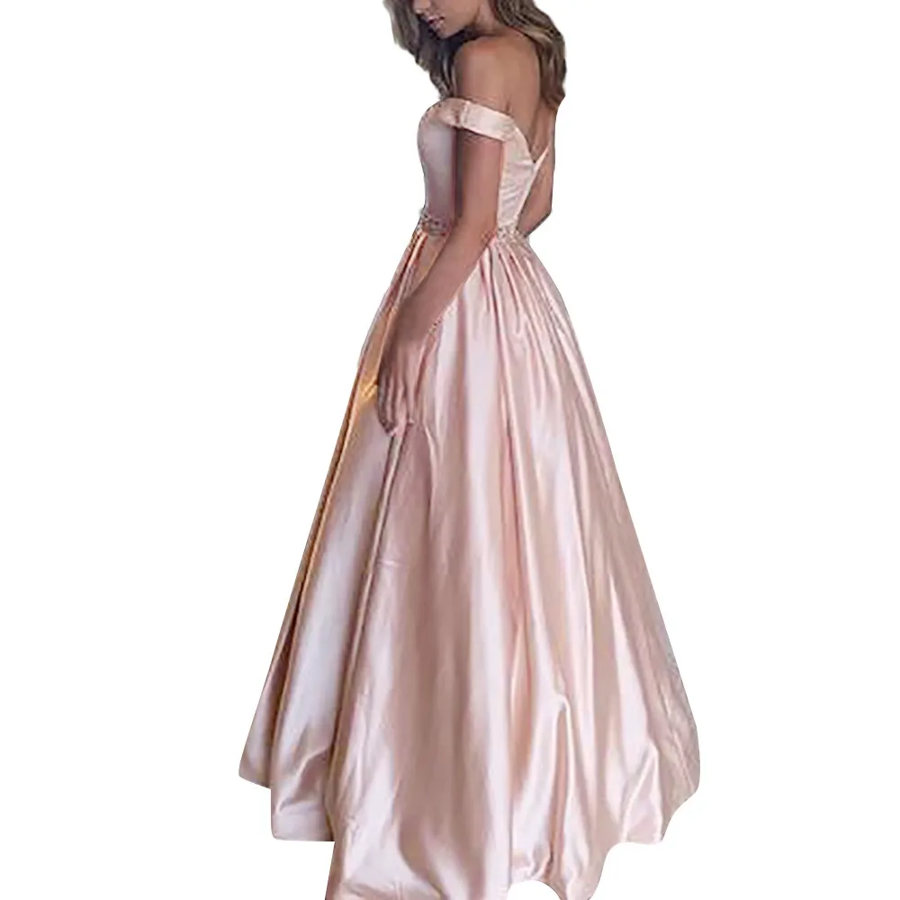 Модное женское сексуальное вечернее платье без рукавов vestido однотонное