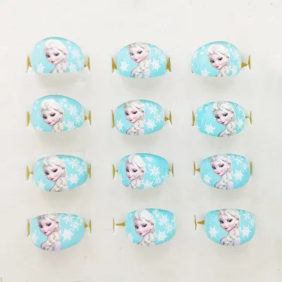 15pcs Round Frozen 15 шт. Детские вечерние кольца с изображением принцессы Эльзы из мультфильма «Холодное сердце», аксессуары для дня рождения, детские украшения, подарок на день рождения - Цвет: 15pcs Round Frozen