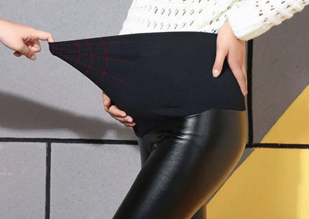 Штаны для беременных с высокой талией зимние плотные теплые леггинсы из