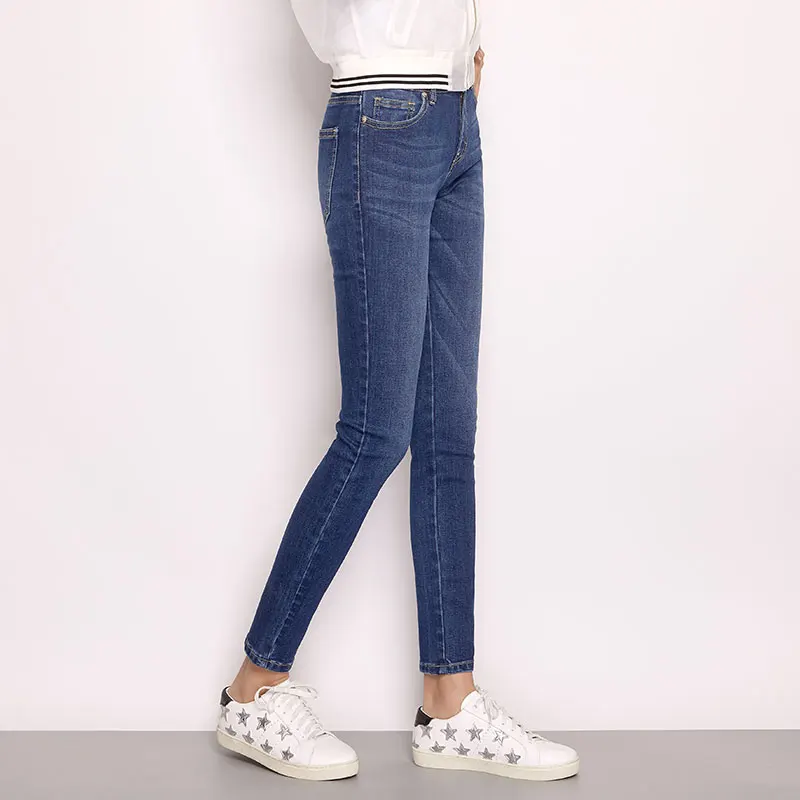 Женские узкие джинсы LEIJIJEANS повседневные синие скинни со средней посадкой полной