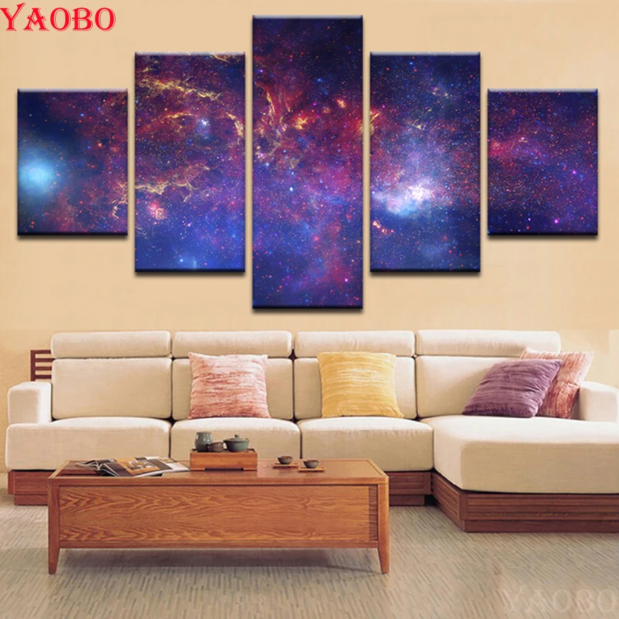 

5 pcs full square round diamond painting cross stitch kit Color Abstract Starry Sky Night Scene diamond embroidery sale mosaic